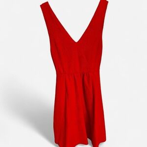 Maeve Anthropologie Red Textured Fit & Flare Dress Size 2 • Cutout Back